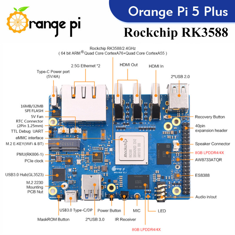 Orange Pi 5 Plus, Computadora  - Orange Pi 5 Plus 16Gb reseña y precio